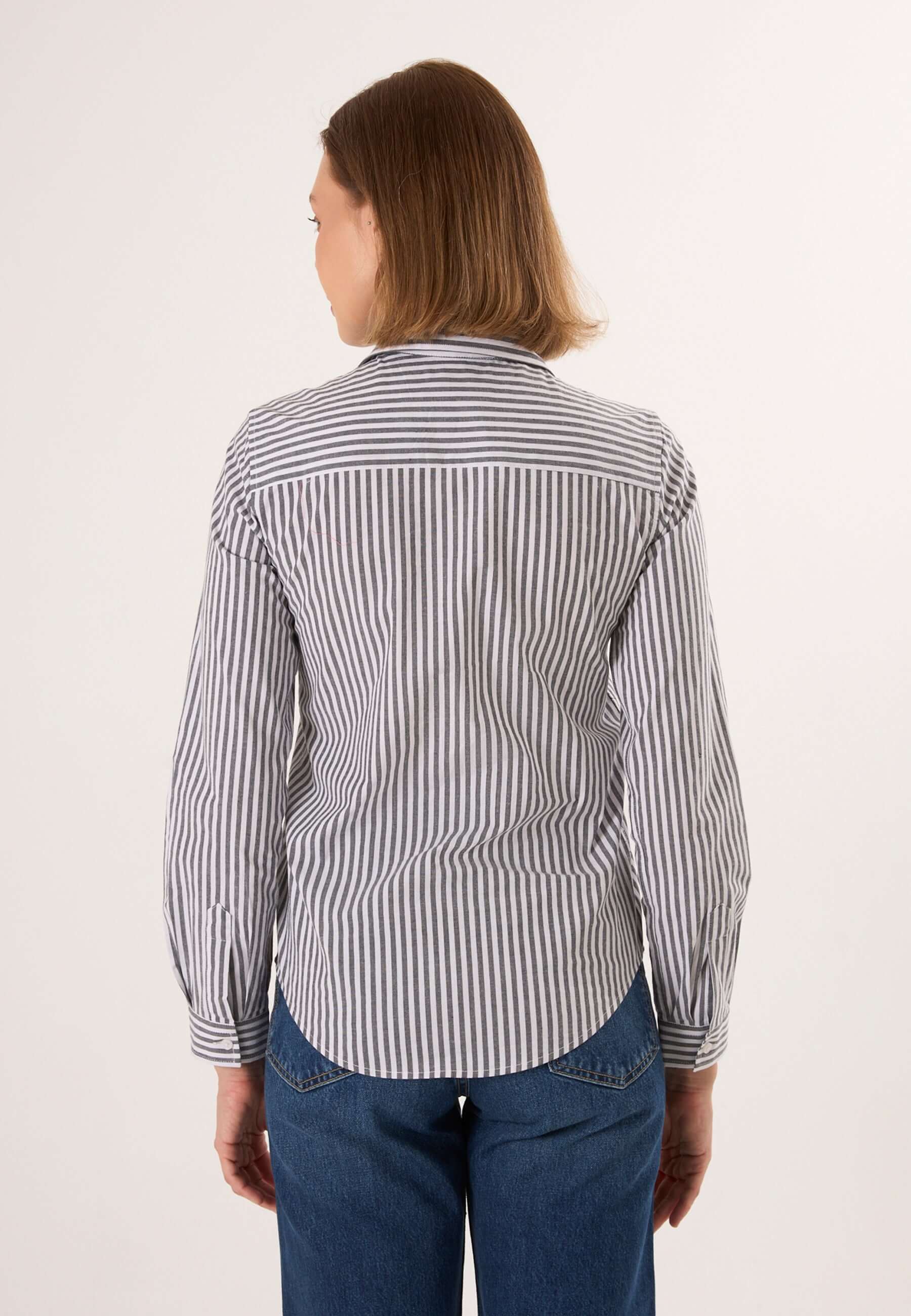 Striped Long Sleeve Shirt with Love embroidery