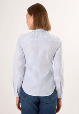 Chemise rayée à manches longues, broderie Love - Bleu