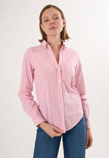 Chemise à manches longues rayée - Rose