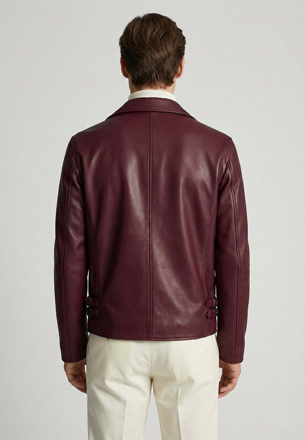 Full-Zipper Leather Jacket Biker