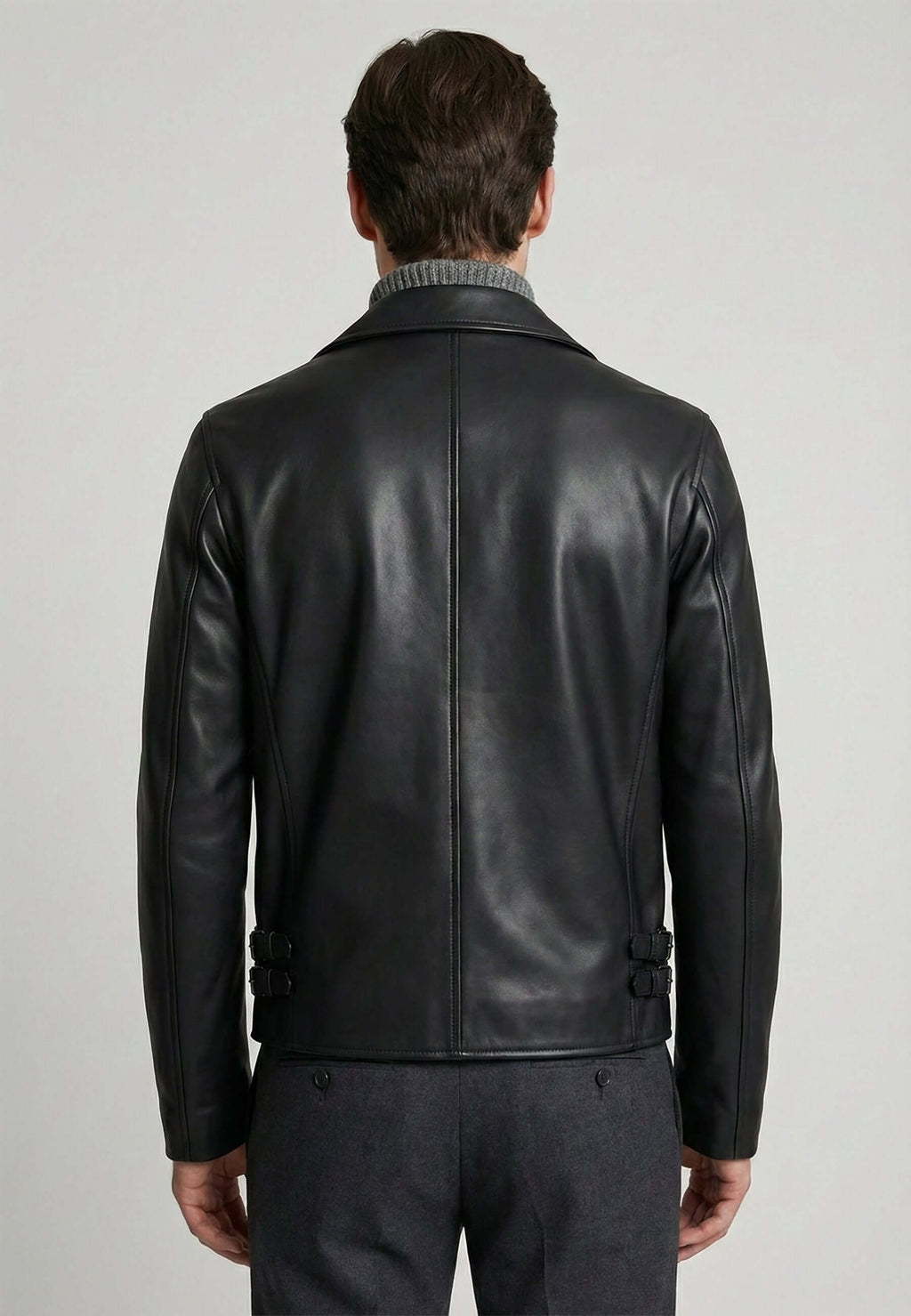 Full-Zipper Leather Jacket Biker