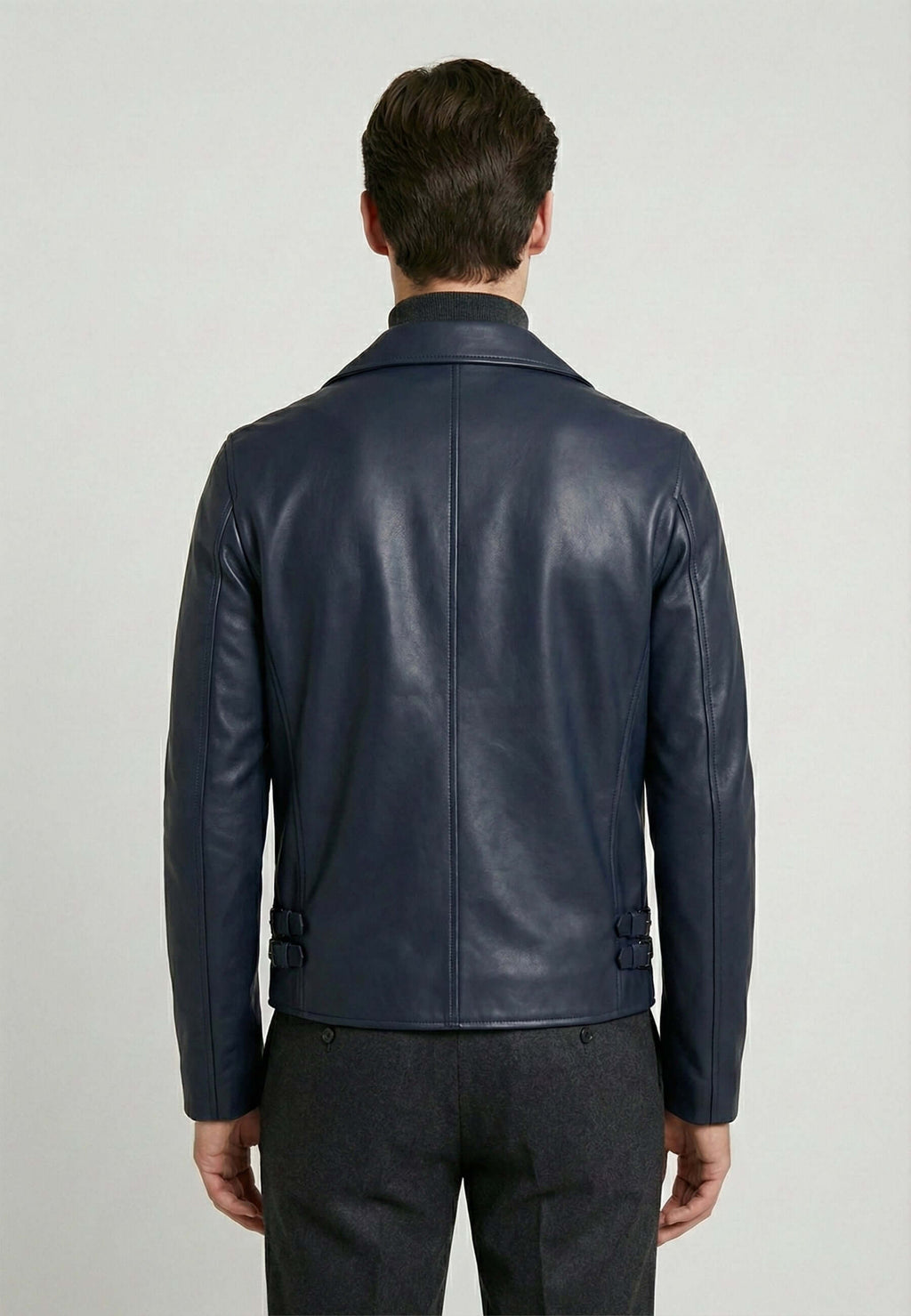 Full-Zipper Leather Jacket Biker