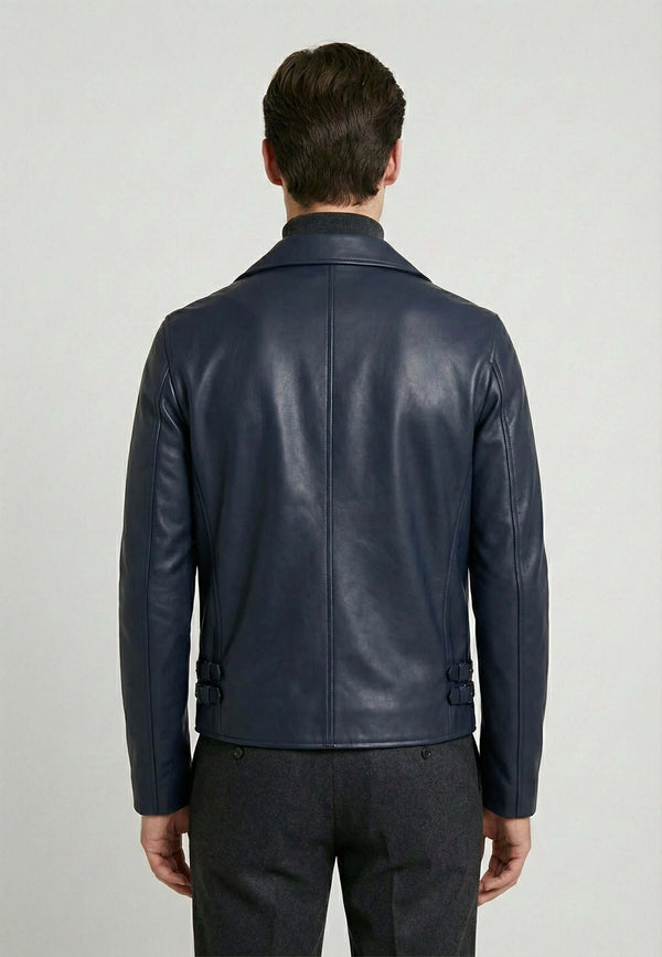 Full-Zipper Leather Jacket Biker