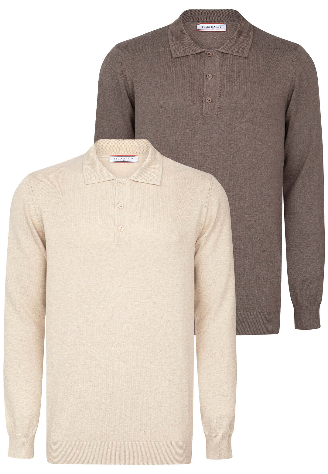2 Pack Long Sleeve Polo Pullover with buttoned