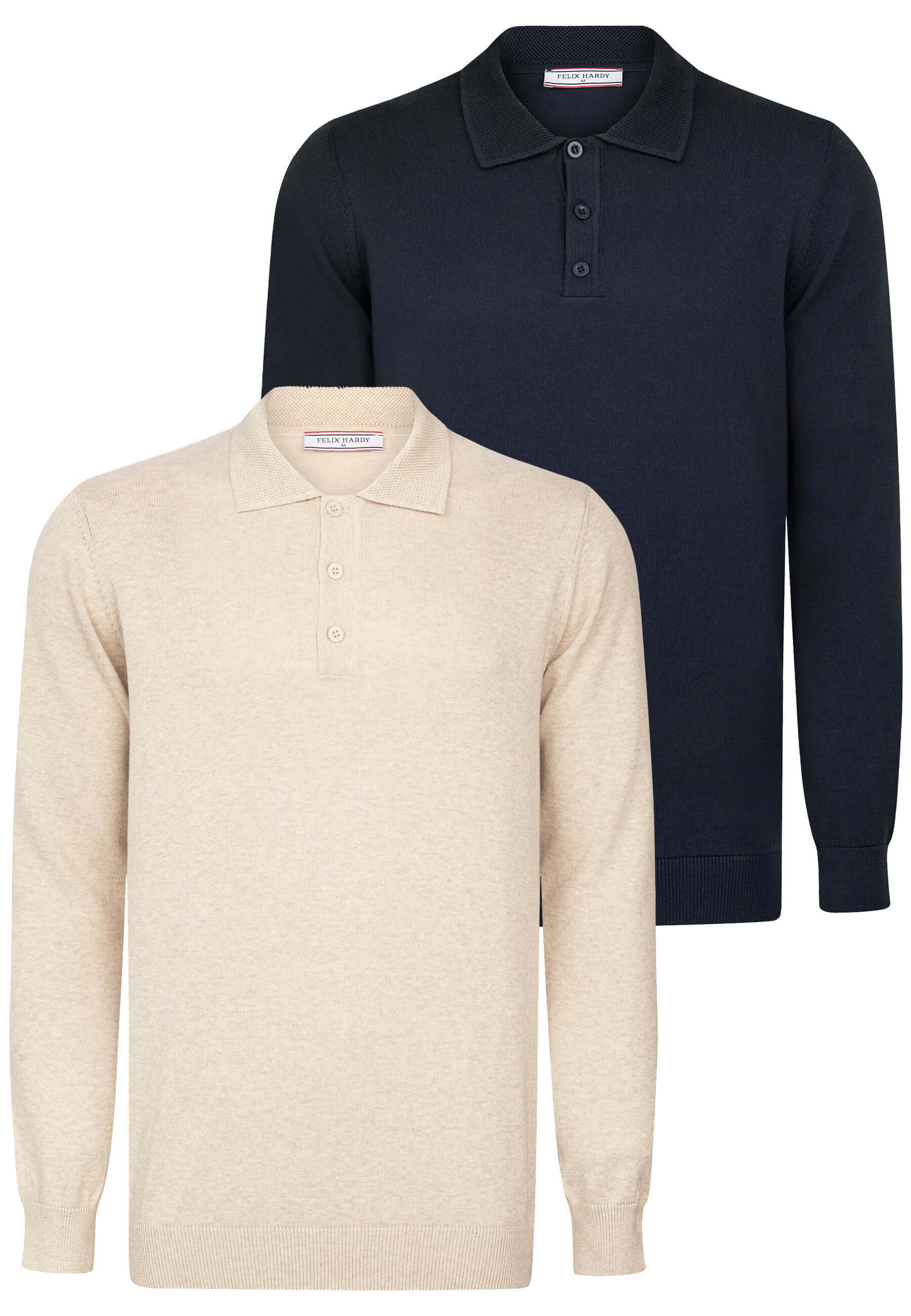 2 Pack Long Sleeve Polo Pullover wit buttoned – Felix Hardy
