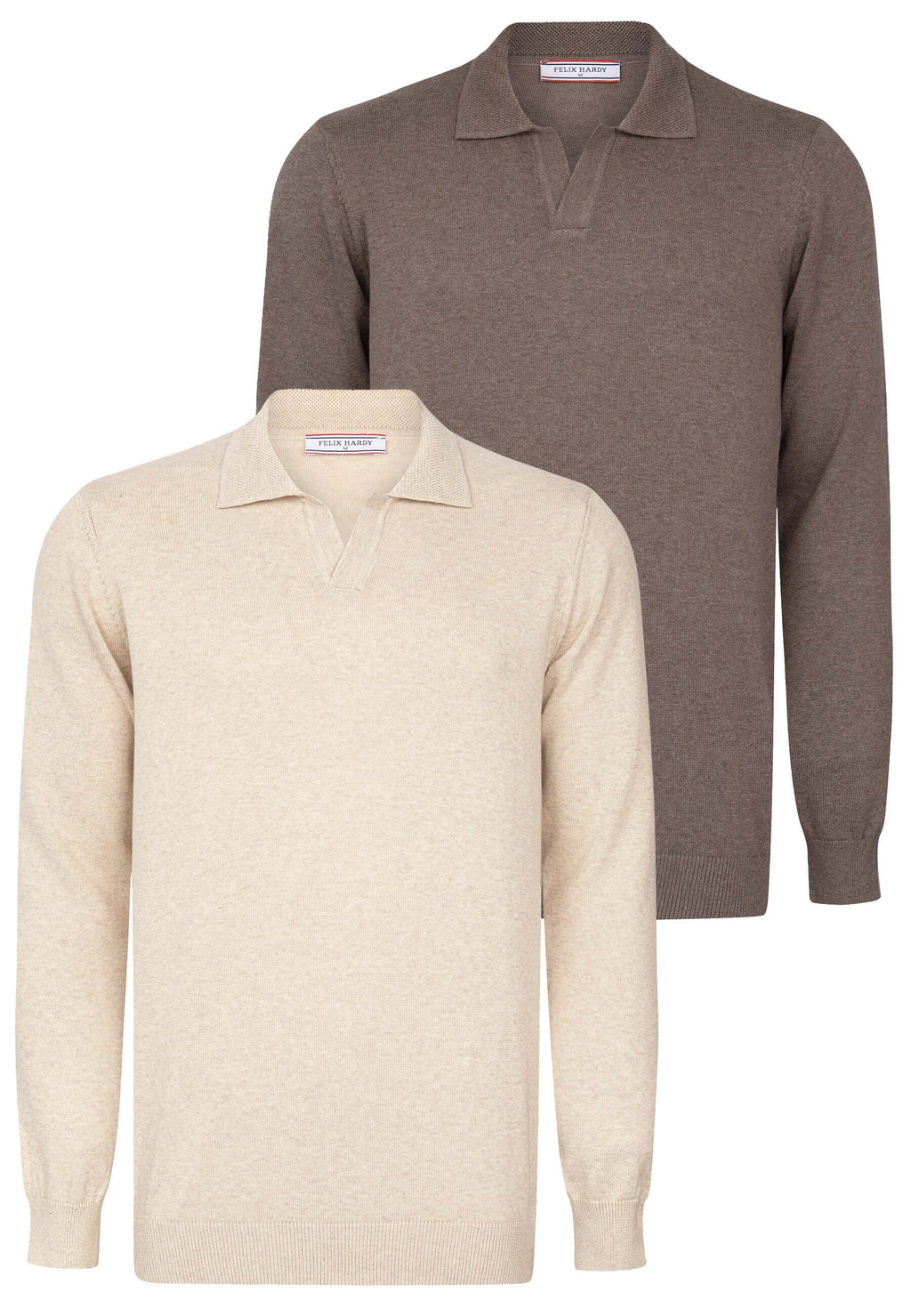 2 Pack Buttonless Polo Long Sleeve Pullover