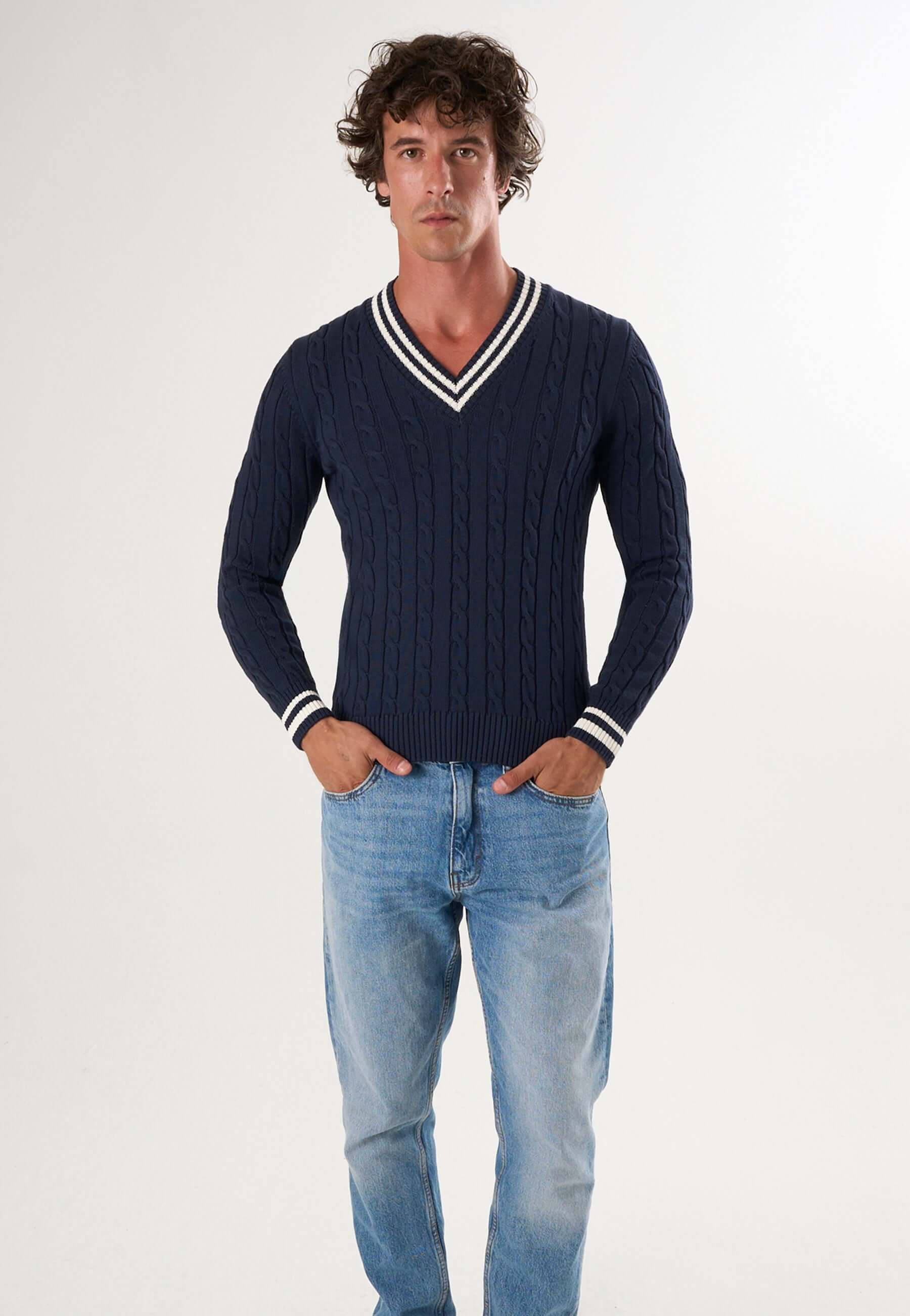 Knit Pullover V-Neck Cable | Classic Knitwear – Felix Hardy