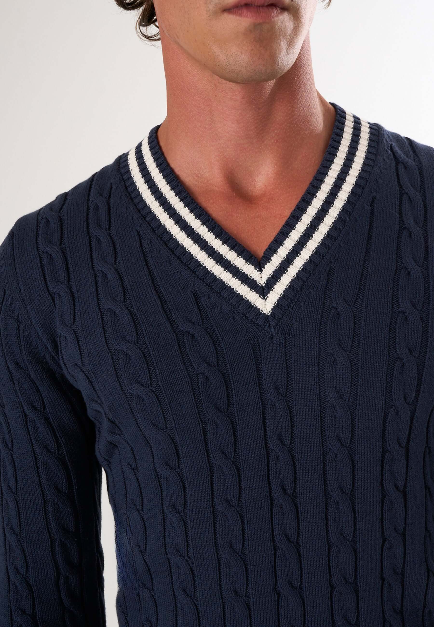 V-Neck Cable Knit Pullover – Felix Hardy