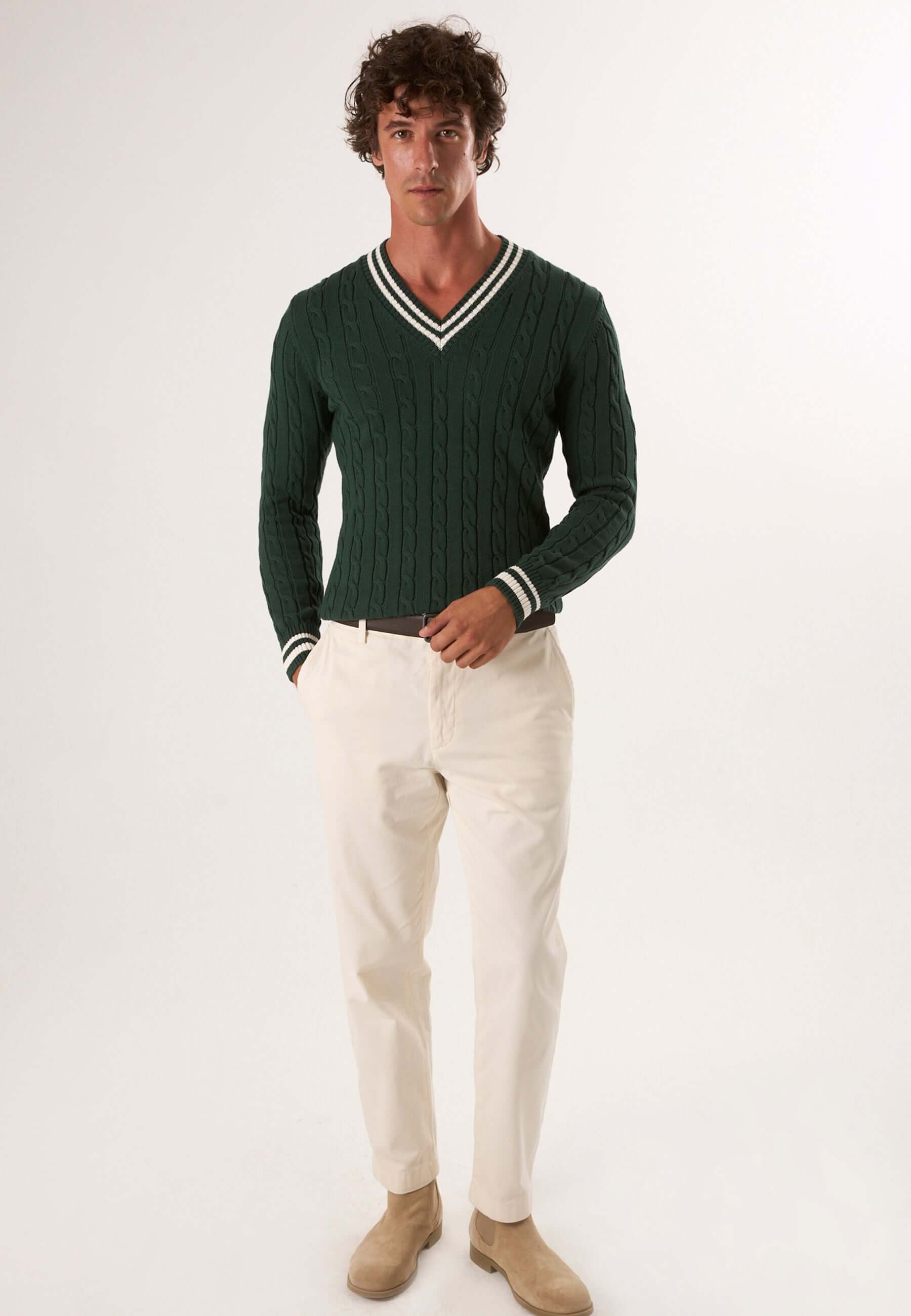 V-Neck Cable Knit Pullover – Felix Hardy